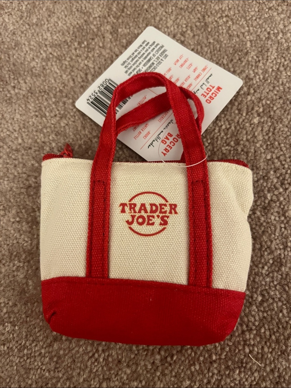 Trader Joe's Micro Canvas Tote - Red & Cream